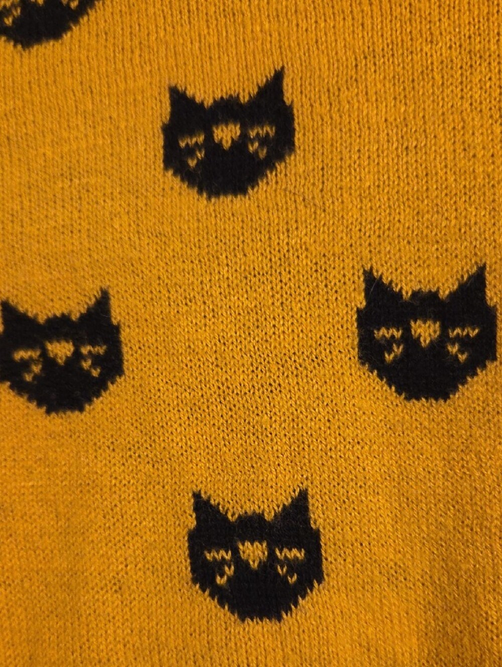 Yemak Yellow Cat Pattern Button-Up Cardigan - Picture 3 of 4